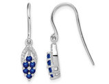 1/2 Carat (ctw) Blue Sapphire Hook Earrings with Accent Diamonds in Sterling Silver